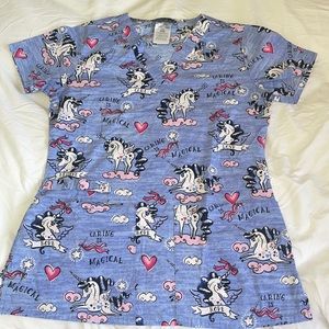 XXS Womens printed scrub top (lightly worn)
